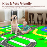 Ultra Soft Area Rug, Non Slip, Stain Resistant, Washable Area Rugs for Living Room, Bedroom, Dynamic Roadway Exploration Design(Green)