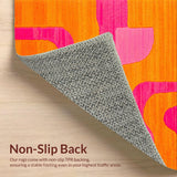 Ultra Soft Area Rug, Non Slip, Stain Resistant, Washable Area Rugs for Living Room, Bedroom, Lively Curvilinear Retro Pattern(Orange)