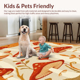 Ultra Soft Area Rug, Non Slip, Stain Resistant, Washable Area Rugs for Living Room, Bedroom, Vibrant Whimsical Fun Design(Orange)