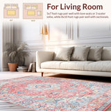 Ultra Soft Area Rug, Non Slip, Stain Resistant, Washable Area Rugs for Living Room, Bedroom, Transitional Soft Toned Artwork(Pink)