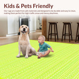 Ultra Soft Area Rug, Non Slip, Stain Resistant, Washable Area Rugs for Living Room, Bedroom, Trendy Seafoam Green Abstract Motif(Yellow)
