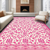 Ultra Soft Area Rug, Non Slip, Stain Resistant, Washable Area Rugs for Living Room, Bedroom, Playful Circular Flower Arrangement(Ivory)
