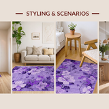 Ultra Soft Area Rug, Non Slip, Stain Resistant, Washable Area Rugs for Living Room, Bedroom, Soft Pastel Flower Aesthetic(Purple)