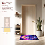 Ultra Soft Area Rug, Non Slip, Stain Resistant, Washable Area Rugs for Living Room, Bedroom, Colorful Abstract Galactic Aesthetic(Purple)
