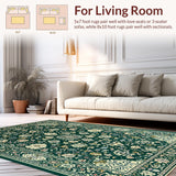 Ultra Soft Area Rug, Non Slip, Stain Resistant, Washable Area Rugs for Living Room, Bedroom, Rustic Textured Tiled Pattern(Green)