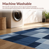 Ultra Soft Area Rug, Non Slip, Stain Resistant, Washable Area Rugs for Living Room, Bedroom, Elegant Modernist Square Style(Blue)