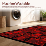 Ultra Soft Area Rug, Non Slip, Stain Resistant, Washable Area Rugs for Living Room, Bedroom, Chic Minimalist Music Note Aesthetic(Red)