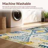 Ultra Soft Area Rug, Non Slip, Stain Resistant, Washable Area Rugs for Living Room, Bedroom, Vibrant Boho Tribal Motif(Yellow)