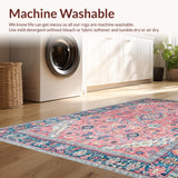 Ultra Soft Area Rug, Non Slip, Stain Resistant, Washable Area Rugs for Living Room, Bedroom, Charming Pastel Floral Motif(Pink)