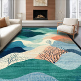 Ultra Soft Area Rug, Non Slip, Stain Resistant, Washable Area Rugs for Living Room, Bedroom, Nautical Shoreline Runner Rug with Seafoam Wave Designs and Coral Reef Details(Blue)