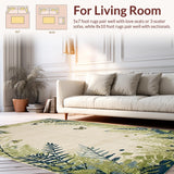 Ultra Soft Area Rug, Non Slip, Stain Resistant, Washable Area Rugs for Living Room, Bedroom, Soft Earthy Floral Elegance(Beige)