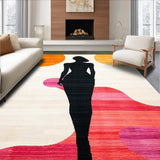 Ultra Soft Area Rug, Non Slip, Stain Resistant, Washable Area Rugs for Living Room, Bedroom, Playful Textured Body Form Decor(Orange)