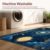 Ultra Soft Area Rug, Non Slip, Stain Resistant, Washable Area Rugs for Living Room, Bedroom, Radiant Celestial Inspired Artwork(Blue)