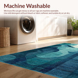Ultra Soft Area Rug, Non Slip, Stain Resistant, Washable Area Rugs for Living Room, Bedroom, Ocean Depths Runner Rug Featuring Soft Non-Slip Octopus and Whale Silhouettes(Blue)