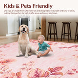 Ultra Soft Area Rug, Non Slip, Stain Resistant, Washable Area Rugs for Living Room, Bedroom, Serene Blush Textured Elegance(Pink)