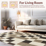 Ultra Soft Area Rug, Non Slip, Stain Resistant, Washable Area Rugs for Living Room, Bedroom, Modern Beige Checkered Rug for Living Room Decor(Beige)