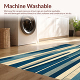 Ultra Soft Area Rug, Non Slip, Stain Resistant, Washable Area Rugs for Living Room, Bedroom, Modern Surfboard Silhouette Rug With Nautical Blue and Sandy Patterned Design(Blue)