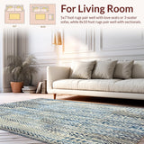 Ultra Soft Area Rug, Non Slip, Stain Resistant, Washable Area Rugs for Living Room, Bedroom, Modern Beige & Indigo Fusion Contemporary Style(Blue)