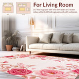 Ultra Soft Area Rug, Non Slip, Stain Resistant, Washable Area Rugs for Living Room, Bedroom, Brightly Colored Nature Theme Accent(Pink)