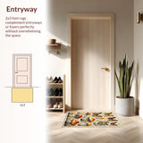 Ultra Soft Area Rug, Non Slip, Stain Resistant, Washable Area Rugs for Living Room, Bedroom, Butterfly Mushroom Low-Profile Seasonal Rug(Yellow)