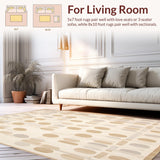 Ultra Soft Area Rug, Non Slip, Stain Resistant, Washable Area Rugs for Living Room, Bedroom, Beige Geometric Area Abstract Circles(Beige)