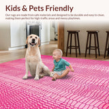Ultra Soft Area Rug, Non Slip, Stain Resistant, Washable Area Rugs for Living Room, Bedroom, Fun Artistic Animal Silhouette(Pink)