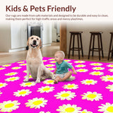 Ultra Soft Area Rug, Non Slip, Stain Resistant, Washable Area Rugs for Living Room, Bedroom, Cute Minimalist Bloom Design(Pink)
