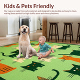 Ultra Soft Area Rug, Non Slip, Stain Resistant, Washable Area Rugs for Living Room, Bedroom, Vibrant Playful Creature Motif(Green)