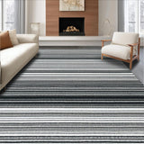Ultra Soft Area Rug, Non Slip, Stain Resistant, Washable Area Rugs for Living Room, Bedroom, Graphic Horizontal Ray Rug with Sharp Black and White Border Lines(Gray)