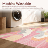 Ultra Soft Area Rug, Non Slip, Stain Resistant, Washable Area Rugs for Living Room, Bedroom, Groovy Pink Beige Shower Mat(Pink)