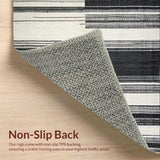 Ultra Soft Area Rug, Non Slip, Stain Resistant, Washable Area Rugs for Living Room, Bedroom, Graphic Modern Striped Rug With Alternating Thick And Thin Black White Lines(Black)