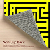 Ultra Soft Area Rug, Non Slip, Stain Resistant, Washable Area Rugs for Living Room, Bedroom, Dynamic Black and White Geometric Illusion(Yellow)