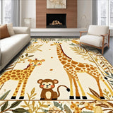 Ultra Soft Area Rug, Non Slip, Stain Resistant, Washable Area Rugs for Living Room, Bedroom, Whimsical Jungle Friends Kids Area Beige Tones with Charming Animal Motifs(Beige)