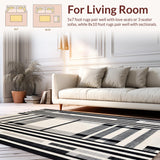 Ultra Soft Area Rug, Non Slip, Stain Resistant, Washable Area Rugs for Living Room, Bedroom, Black & White Geometric Stripe Rug Front Porch Elegance(Gray)