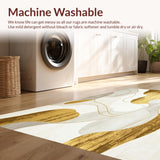 Ultra Soft Area Rug, Non Slip, Stain Resistant, Washable Area Rugs for Living Room, Bedroom, Crimson Tide Gold Swirls and Beige Abstract Area(White)