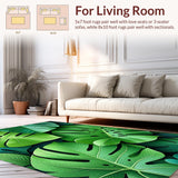 Ultra Soft Area Rug, Non Slip, Stain Resistant, Washable Area Rugs for Living Room, Bedroom, Fun Green Leaf Bathtub Rug for Tropical Decor(Green)