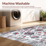 Ultra Soft Area Rug, Non Slip, Stain Resistant, Washable Area Rugs for Living Room, Bedroom, Luxurious Geometric Grey Composition(White)
