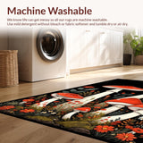 Ultra Soft Area Rug, Non Slip, Stain Resistant, Washable Area Rugs for Living Room, Bedroom, Colorful Retro Mushroom Motif(Red)