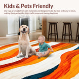Ultra Soft Area Rug, Non Slip, Stain Resistant, Washable Area Rugs for Living Room, Bedroom, Striking Contemporary Lattice Pattern(Orange)