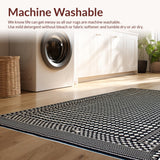 Ultra Soft Area Rug, Non Slip, Stain Resistant, Washable Area Rugs for Living Room, Bedroom, Sleek Minimalist Ogee Style(Black)