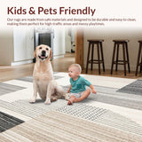 Ultra Soft Area Rug, Non Slip, Stain Resistant, Washable Area Rugs for Living Room, Bedroom, Geometric Monochrome Runner Beige Grey Boho Abstract Style(Beige)