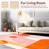 Ultra Soft Area Rug, Non Slip, Stain Resistant, Washable Area Rugs for Living Room, Bedroom, Non Slip Pastel Accent Rug(Orange)