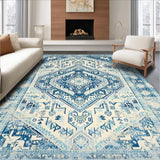 Ultra Soft Area Rug, Non Slip, Stain Resistant, Washable Area Rugs for Living Room, Bedroom, Rustic Light Blue Tiled Arrangement(Blue)