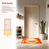 Ultra Soft Area Rug, Non Slip, Stain Resistant, Washable Area Rugs for Living Room, Bedroom, Abstract Earthy Tones Geometry(Orange)