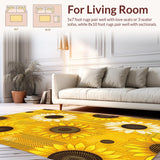 Ultra Soft Area Rug, Non Slip, Stain Resistant, Washable Area Rugs for Living Room, Bedroom, Rustic Sunflower Vintage Charm(Yellow)