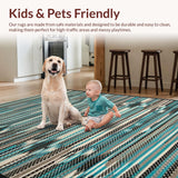 Ultra Soft Area Rug, Non Slip, Stain Resistant, Washable Area Rugs for Living Room, Bedroom, Rustic Earthy Floral Motif(Blue)