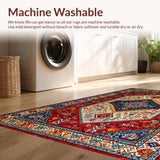Ultra Soft Area Rug, Non Slip, Stain Resistant, Washable Area Rugs for Living Room, Bedroom, Striking Warm Boho Color Mix(Red)