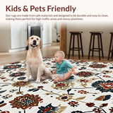 Ultra Soft Area Rug, Non Slip, Stain Resistant, Washable Area Rugs for Living Room, Bedroom, Vintage Boho Floral Living Room Low Pile Rug(White)