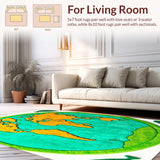 Ultra Soft Area Rug, Non Slip, Stain Resistant, Washable Area Rugs for Living Room, Bedroom, Round Moss-Inspired Bath Mat for Aesthetic Bathrooms(Blue)