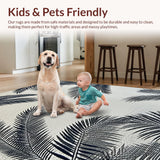 Ultra Soft Area Rug, Non Slip, Stain Resistant, Washable Area Rugs for Living Room, Bedroom, Textured Black and White Lattice Design(Beige)